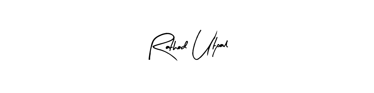 if you are searching for the best signature style for your name Rathod Utpal. so please give up your signature search. here we have designed multiple signature styles  using Arty Signature. Rathod Utpal signature style 8 images and pictures png