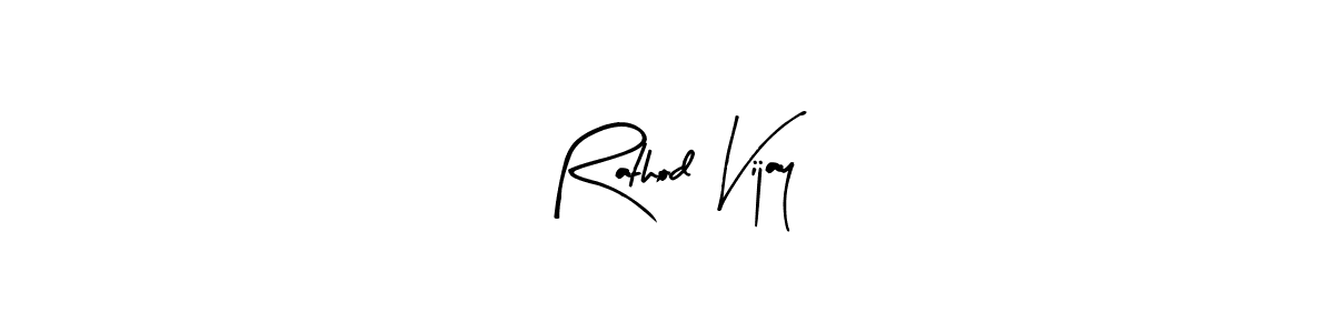 Arty Signature is a professional signature style that is perfect for those who want to add a touch of class to their signature. It is also a great choice for those who want to make their signature more unique. Get Rathod Vijay name to fancy signature for free. Rathod Vijay signature style 8 images and pictures png
