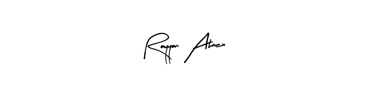 Arty Signature is a professional signature style that is perfect for those who want to add a touch of class to their signature. It is also a great choice for those who want to make their signature more unique. Get Rayyan Ahmex name to fancy signature for free. Rayyan Ahmex signature style 8 images and pictures png