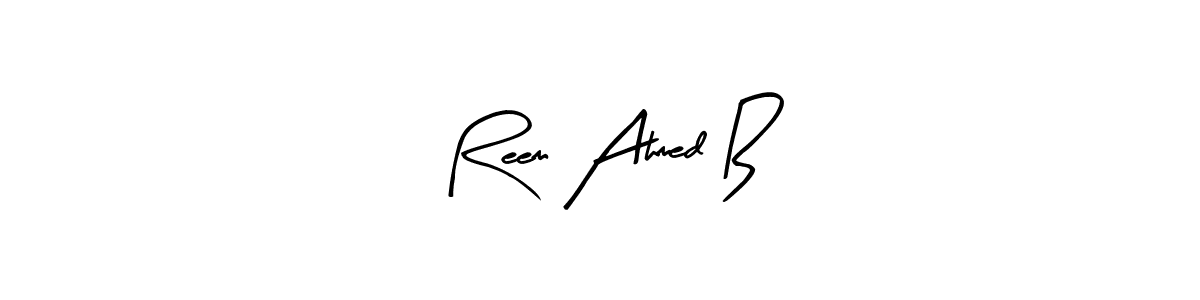 Arty Signature is a professional signature style that is perfect for those who want to add a touch of class to their signature. It is also a great choice for those who want to make their signature more unique. Get Reem Ahmed B name to fancy signature for free. Reem Ahmed B signature style 8 images and pictures png