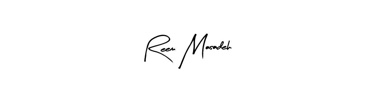 How to make Reem Masadeh name signature. Use Arty Signature style for creating short signs online. This is the latest handwritten sign. Reem Masadeh signature style 8 images and pictures png