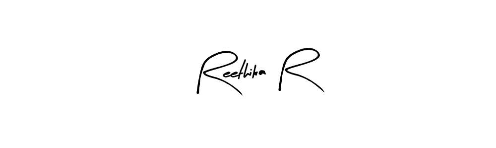 The best way (Arty Signature) to make a short signature is to pick only two or three words in your name. The name Reethika R include a total of six letters. For converting this name. Reethika R signature style 8 images and pictures png