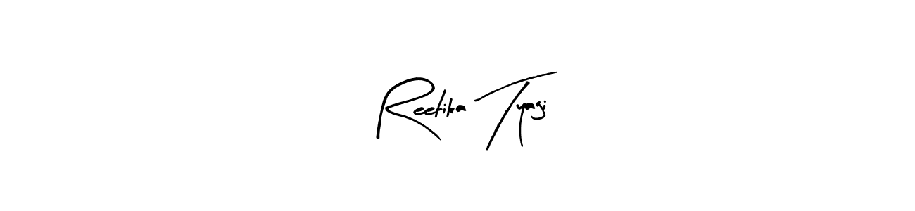 Arty Signature is a professional signature style that is perfect for those who want to add a touch of class to their signature. It is also a great choice for those who want to make their signature more unique. Get Reetika Tyagi name to fancy signature for free. Reetika Tyagi signature style 8 images and pictures png