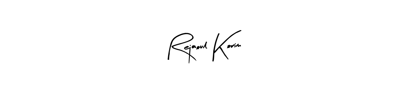 Arty Signature is a professional signature style that is perfect for those who want to add a touch of class to their signature. It is also a great choice for those who want to make their signature more unique. Get Rejaoul Korim name to fancy signature for free. Rejaoul Korim signature style 8 images and pictures png