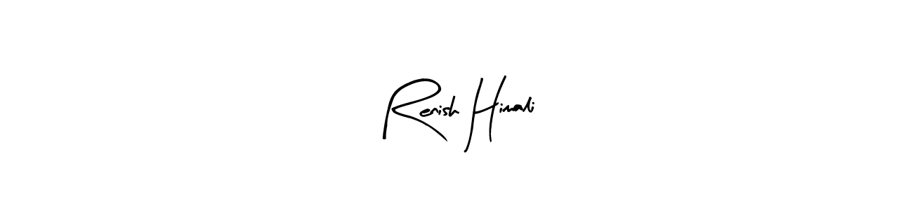 The best way (Arty Signature) to make a short signature is to pick only two or three words in your name. The name Renish Himali include a total of six letters. For converting this name. Renish Himali signature style 8 images and pictures png