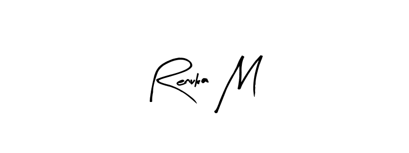 Design your own signature with our free online signature maker. With this signature software, you can create a handwritten (Arty Signature) signature for name Renuka M. Renuka M signature style 8 images and pictures png