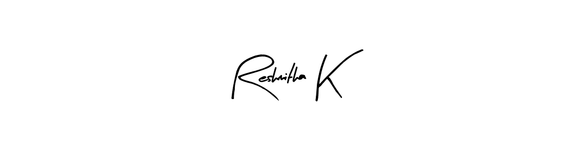 Similarly Arty Signature is the best handwritten signature design. Signature creator online .You can use it as an online autograph creator for name Reshmitha K. Reshmitha K signature style 8 images and pictures png