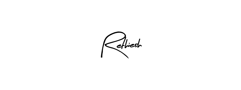 Similarly Arty Signature is the best handwritten signature design. Signature creator online .You can use it as an online autograph creator for name Rethiesh. Rethiesh signature style 8 images and pictures png