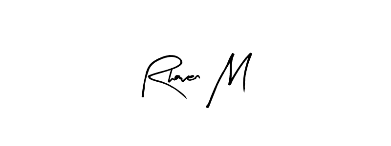 if you are searching for the best signature style for your name Rhaven M. so please give up your signature search. here we have designed multiple signature styles  using Arty Signature. Rhaven M signature style 8 images and pictures png