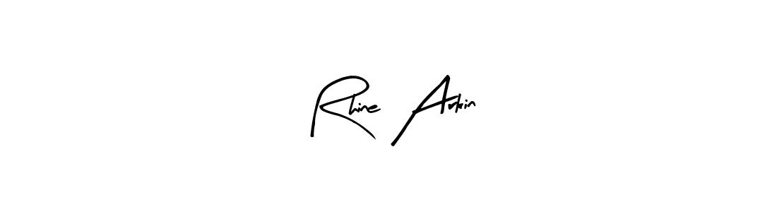Arty Signature is a professional signature style that is perfect for those who want to add a touch of class to their signature. It is also a great choice for those who want to make their signature more unique. Get Rhine Arkin name to fancy signature for free. Rhine Arkin signature style 8 images and pictures png