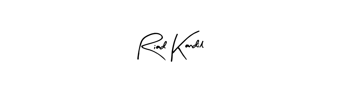 Arty Signature is a professional signature style that is perfect for those who want to add a touch of class to their signature. It is also a great choice for those who want to make their signature more unique. Get Riad Kandil name to fancy signature for free. Riad Kandil signature style 8 images and pictures png
