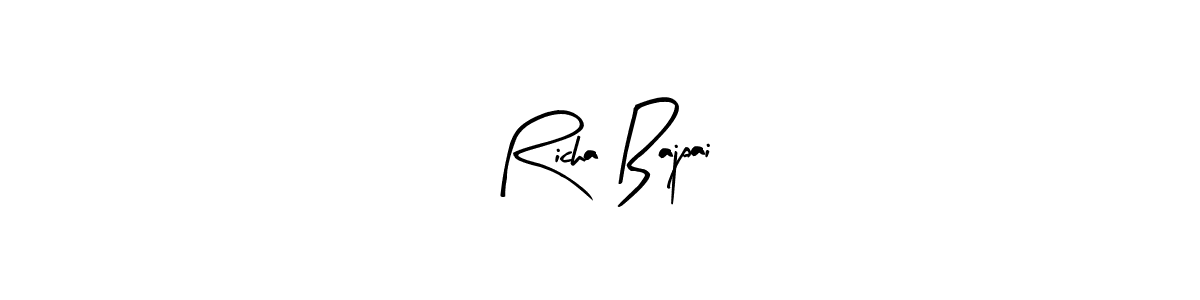 Create a beautiful signature design for name Richa Bajpai. With this signature (Arty Signature) fonts, you can make a handwritten signature for free. Richa Bajpai signature style 8 images and pictures png