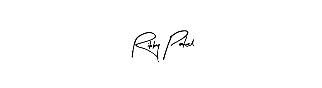 How to make Rikky Patel name signature. Use Arty Signature style for creating short signs online. This is the latest handwritten sign. Rikky Patel signature style 8 images and pictures png