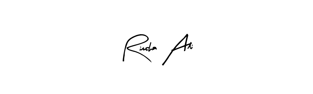 The best way (Arty Signature) to make a short signature is to pick only two or three words in your name. The name Rimsha Ali include a total of six letters. For converting this name. Rimsha Ali signature style 8 images and pictures png