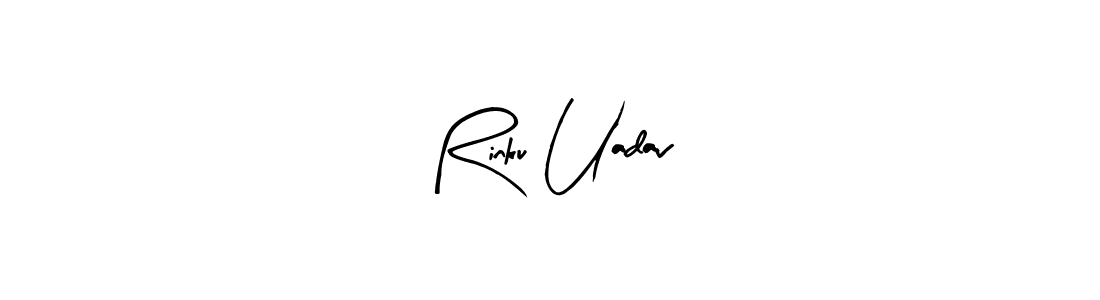 Similarly Arty Signature is the best handwritten signature design. Signature creator online .You can use it as an online autograph creator for name Rinku Uadav. Rinku Uadav signature style 8 images and pictures png