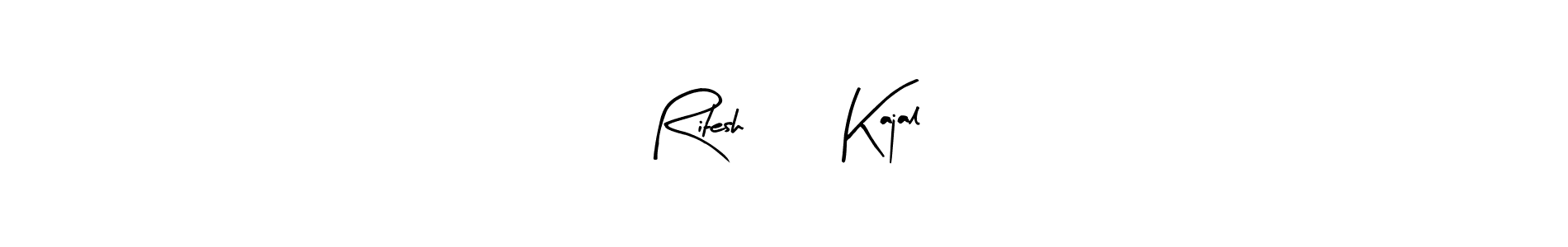 Also we have Ritesh ♥️ Kajal name is the best signature style. Create professional handwritten signature collection using Arty Signature autograph style. Ritesh ♥️ Kajal signature style 8 images and pictures png