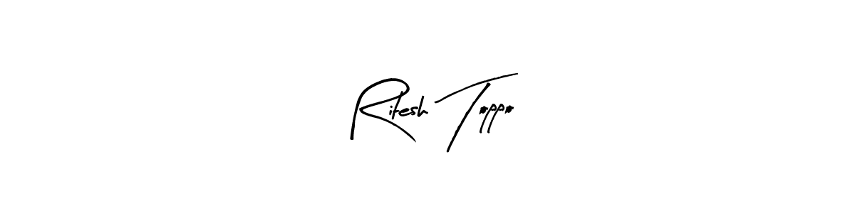 The best way (Arty Signature) to make a short signature is to pick only two or three words in your name. The name Ritesh Toppo include a total of six letters. For converting this name. Ritesh Toppo signature style 8 images and pictures png