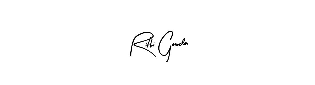 The best way (Arty Signature) to make a short signature is to pick only two or three words in your name. The name Rithi Gowda include a total of six letters. For converting this name. Rithi Gowda signature style 8 images and pictures png