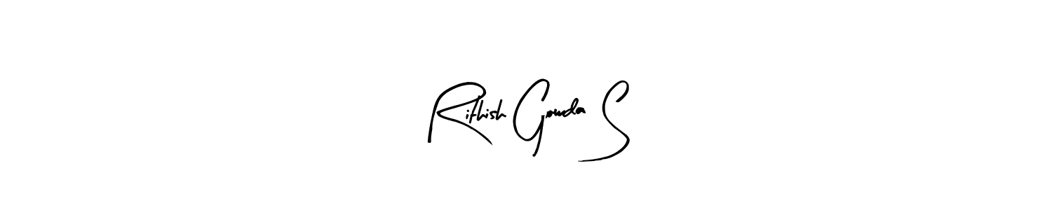 This is the best signature style for the Rithish Gowda S name. Also you like these signature font (Arty Signature). Mix name signature. Rithish Gowda S signature style 8 images and pictures png