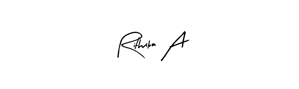 if you are searching for the best signature style for your name Rithvika A. so please give up your signature search. here we have designed multiple signature styles  using Arty Signature. Rithvika A signature style 8 images and pictures png