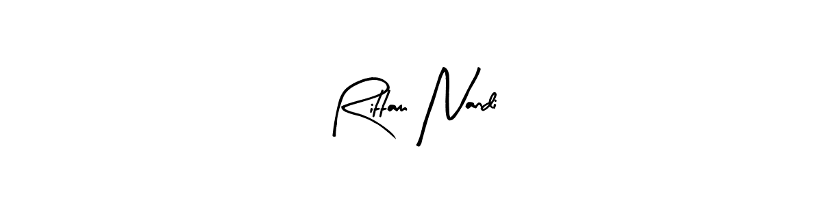 How to make Rittam Nandi name signature. Use Arty Signature style for creating short signs online. This is the latest handwritten sign. Rittam Nandi signature style 8 images and pictures png