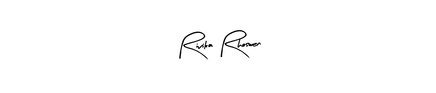 Arty Signature is a professional signature style that is perfect for those who want to add a touch of class to their signature. It is also a great choice for those who want to make their signature more unique. Get Rivika Rhoswen name to fancy signature for free. Rivika Rhoswen signature style 8 images and pictures png