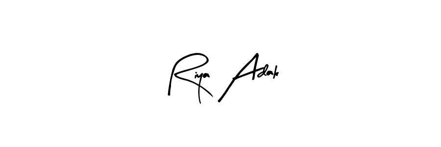 Similarly Arty Signature is the best handwritten signature design. Signature creator online .You can use it as an online autograph creator for name Riya Adak. Riya Adak signature style 8 images and pictures png