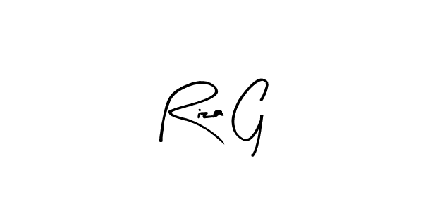 How to make Riza G name signature. Use Arty Signature style for creating short signs online. This is the latest handwritten sign. Riza G signature style 8 images and pictures png