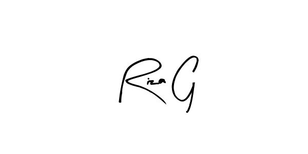 How to make Riza G name signature. Use Arty Signature style for creating short signs online. This is the latest handwritten sign. Riza G signature style 8 images and pictures png