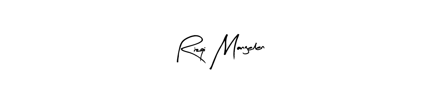 Rizqi Mangelen stylish signature style. Best Handwritten Sign (Arty Signature) for my name. Handwritten Signature Collection Ideas for my name Rizqi Mangelen. Rizqi Mangelen signature style 8 images and pictures png