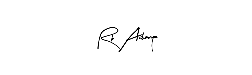Similarly Arty Signature is the best handwritten signature design. Signature creator online .You can use it as an online autograph creator for name Rk Acharya. Rk Acharya signature style 8 images and pictures png