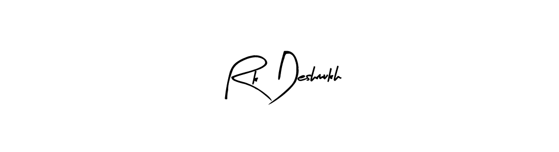 The best way (Arty Signature) to make a short signature is to pick only two or three words in your name. The name Rk Deshmukh include a total of six letters. For converting this name. Rk Deshmukh signature style 8 images and pictures png