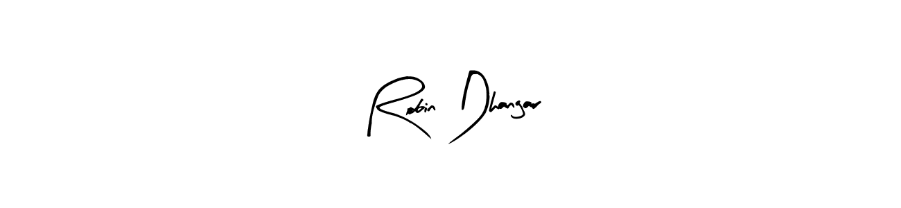 Similarly Arty Signature is the best handwritten signature design. Signature creator online .You can use it as an online autograph creator for name Robin Dhangar. Robin Dhangar signature style 8 images and pictures png