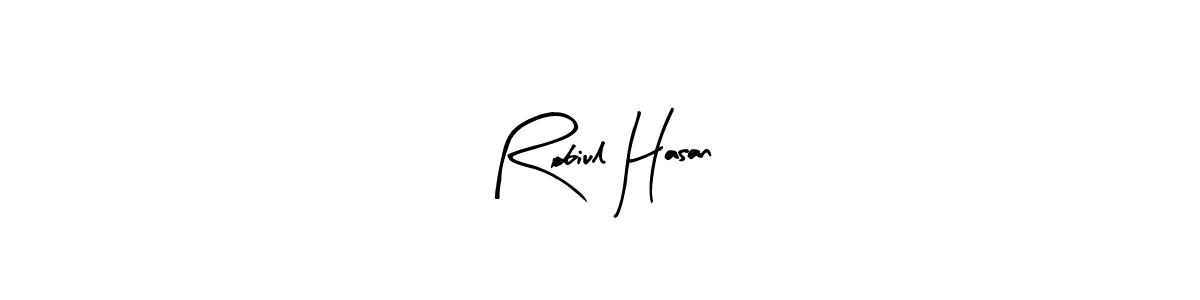 Similarly Arty Signature is the best handwritten signature design. Signature creator online .You can use it as an online autograph creator for name Robiul Hasan. Robiul Hasan signature style 8 images and pictures png
