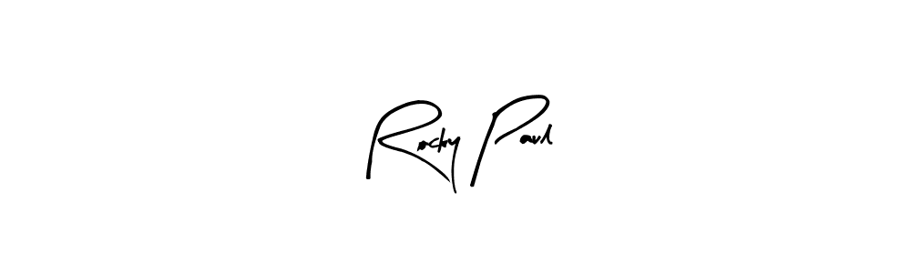 How to make Rocky Paul name signature. Use Arty Signature style for creating short signs online. This is the latest handwritten sign. Rocky Paul signature style 8 images and pictures png