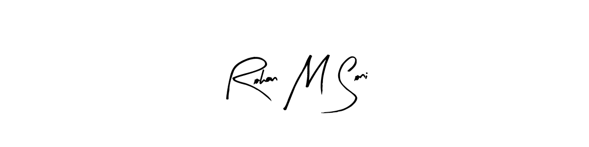 if you are searching for the best signature style for your name Rohan M Soni. so please give up your signature search. here we have designed multiple signature styles  using Arty Signature. Rohan M Soni signature style 8 images and pictures png