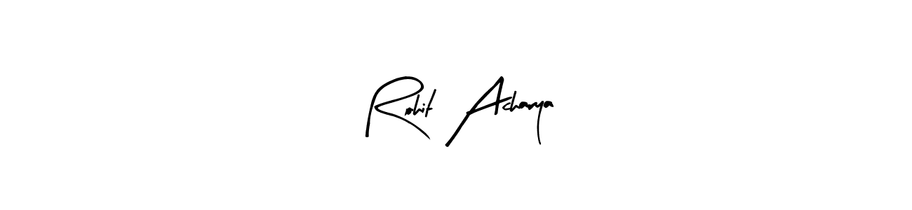 Arty Signature is a professional signature style that is perfect for those who want to add a touch of class to their signature. It is also a great choice for those who want to make their signature more unique. Get Rohit Acharya name to fancy signature for free. Rohit Acharya signature style 8 images and pictures png