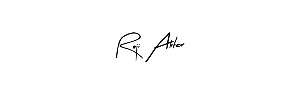 Arty Signature is a professional signature style that is perfect for those who want to add a touch of class to their signature. It is also a great choice for those who want to make their signature more unique. Get Roji Akter name to fancy signature for free. Roji Akter signature style 8 images and pictures png
