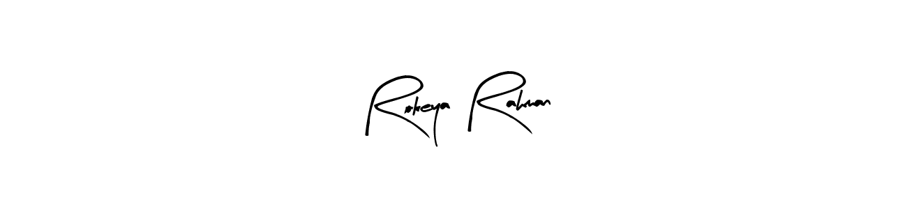 Use a signature maker to create a handwritten signature online. With this signature software, you can design (Arty Signature) your own signature for name Rokeya Rahman. Rokeya Rahman signature style 8 images and pictures png