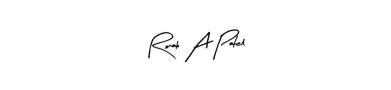 The best way (Arty Signature) to make a short signature is to pick only two or three words in your name. The name Ronak A Patel include a total of six letters. For converting this name. Ronak A Patel signature style 8 images and pictures png