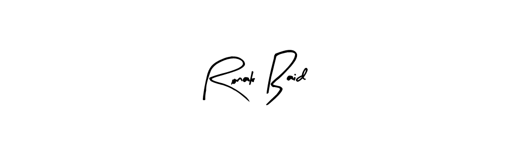 Arty Signature is a professional signature style that is perfect for those who want to add a touch of class to their signature. It is also a great choice for those who want to make their signature more unique. Get Ronak Baid name to fancy signature for free. Ronak Baid signature style 8 images and pictures png