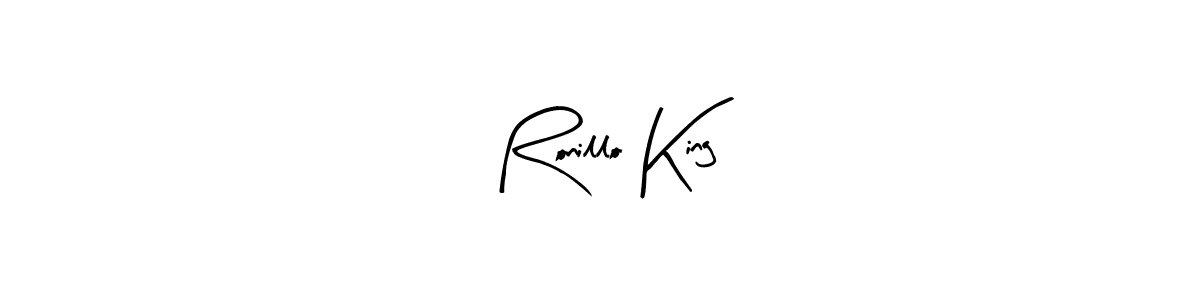 Design your own signature with our free online signature maker. With this signature software, you can create a handwritten (Arty Signature) signature for name Ronillo King. Ronillo King signature style 8 images and pictures png