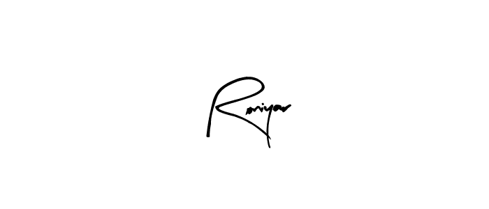 Arty Signature is a professional signature style that is perfect for those who want to add a touch of class to their signature. It is also a great choice for those who want to make their signature more unique. Get Roniyar name to fancy signature for free. Roniyar signature style 8 images and pictures png