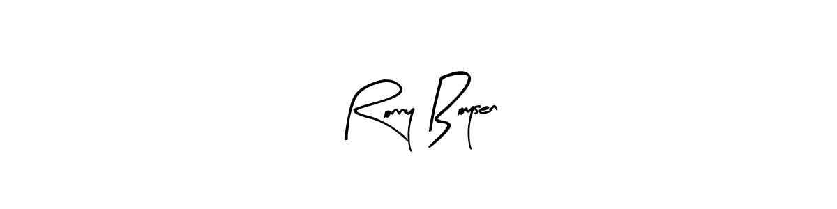 You can use this online signature creator to create a handwritten signature for the name Ronny Boysen. This is the best online autograph maker. Ronny Boysen signature style 8 images and pictures png