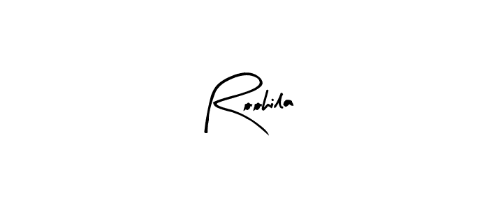 Use a signature maker to create a handwritten signature online. With this signature software, you can design (Arty Signature) your own signature for name Roohila. Roohila signature style 8 images and pictures png