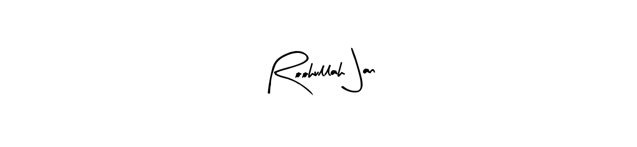Similarly Arty Signature is the best handwritten signature design. Signature creator online .You can use it as an online autograph creator for name Roohullah Jan. Roohullah Jan signature style 8 images and pictures png