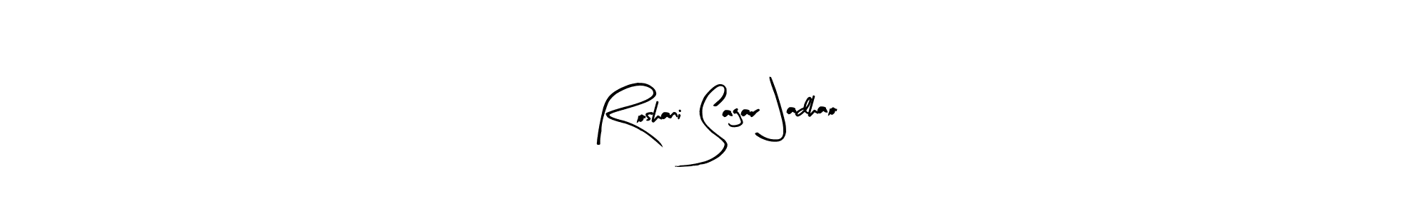 The best way (Arty Signature) to make a short signature is to pick only two or three words in your name. The name Roshani Sagar Jadhao include a total of six letters. For converting this name. Roshani Sagar Jadhao signature style 8 images and pictures png