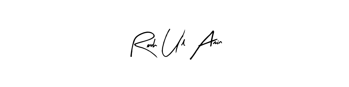 Use a signature maker to create a handwritten signature online. With this signature software, you can design (Arty Signature) your own signature for name Rouh Ul Amin. Rouh Ul Amin signature style 8 images and pictures png
