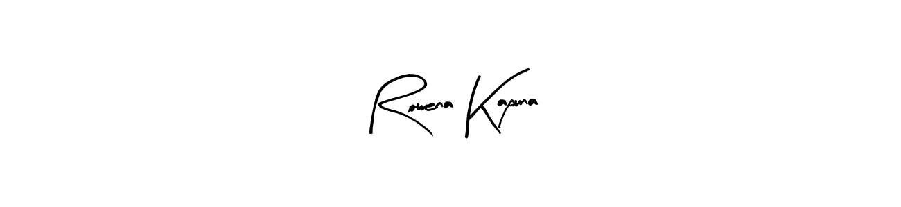 Arty Signature is a professional signature style that is perfect for those who want to add a touch of class to their signature. It is also a great choice for those who want to make their signature more unique. Get Rowena Kapuna name to fancy signature for free. Rowena Kapuna signature style 8 images and pictures png