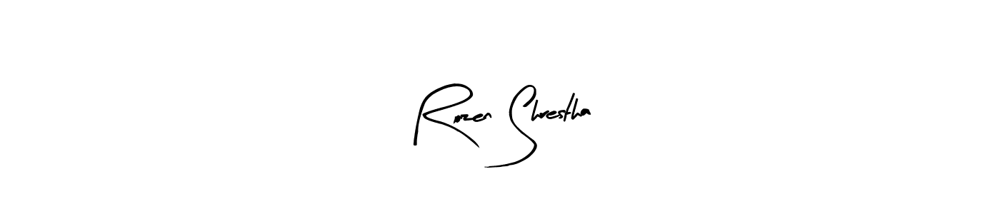 You should practise on your own different ways (Arty Signature) to write your name (Rozen Shrestha) in signature. don't let someone else do it for you. Rozen Shrestha signature style 8 images and pictures png